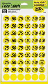 Hy-Ko 30103 Price Label, Black Legend, Yellow Background